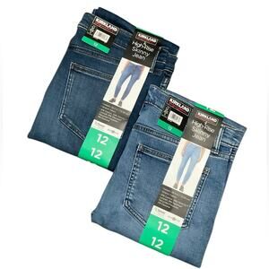 Kirkland Signature Women's Jeans High Rise Stretch Blue 2 PAIRS Size 12 NWT